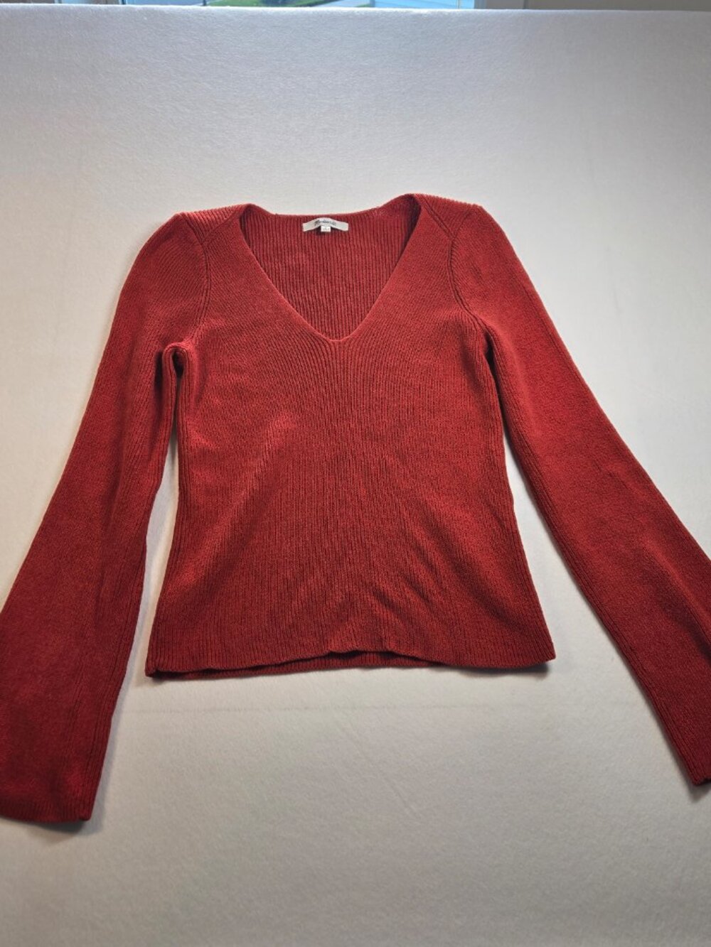 Red Knit Sweater with Bell sleeves Size Small